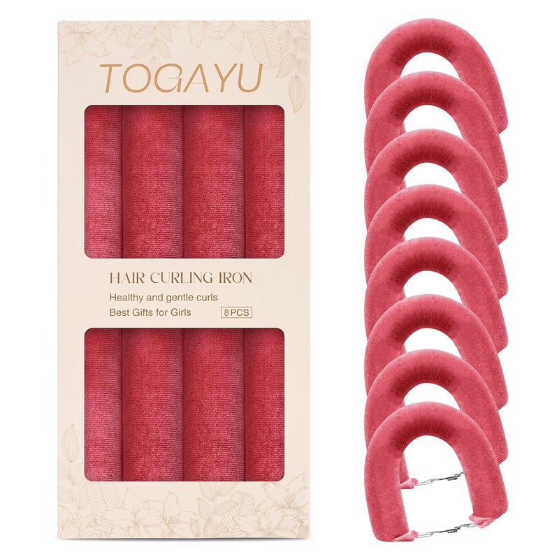 Togayu Heatless Curls Overnight Set - Jumbo Overnight Hair Curlers to Sleep In, Soft Velvet Hair Rollers for Women, No Damage Curls Styling Tools 8pcs - Image 1